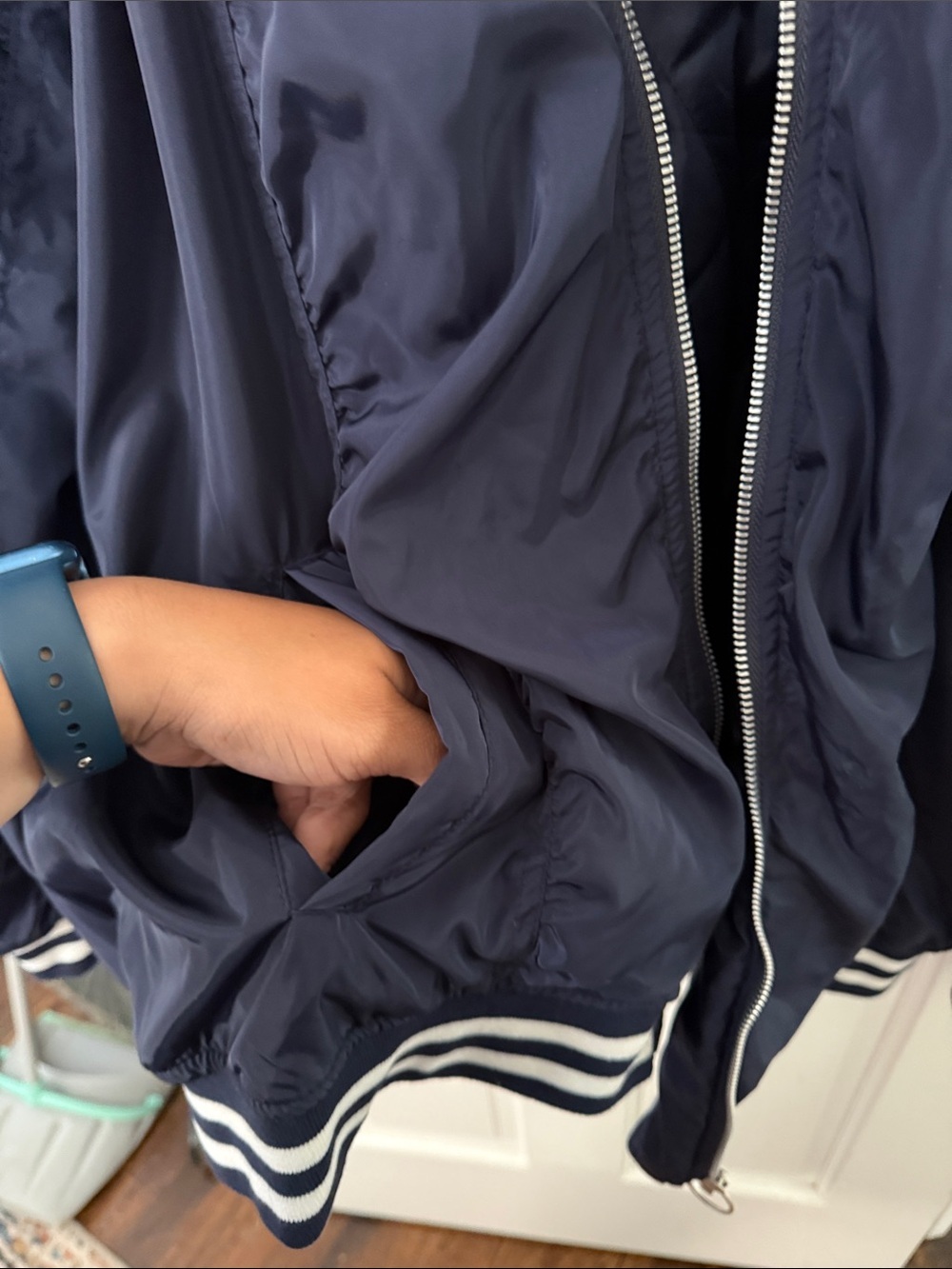 New Look Navy and White Varsity-Style Bomber Jacket - Picture 3 of 3